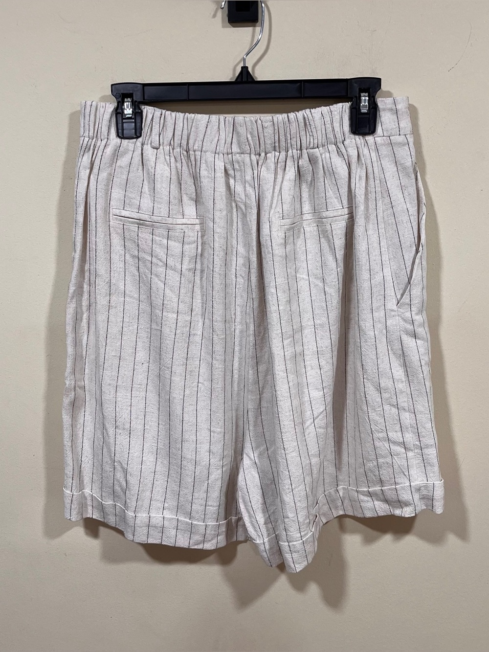 NWT Esqualo sand-colored striped shorts high rise trousers in size XL - Picture 6 of 9
